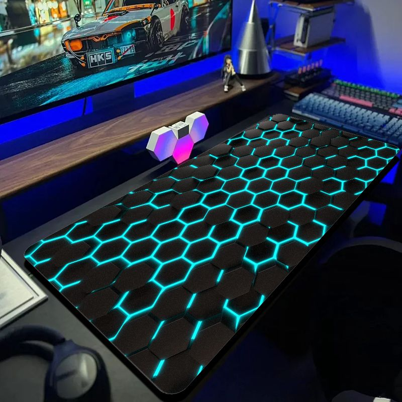 Office Tech Desk - VIKAMA Futuristic Tech Glowing Hexagonal Honeycomb