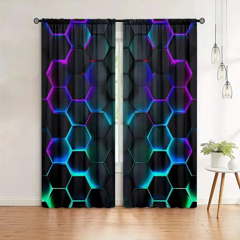 2pcs Hexagon Tech Curtains wit - Tech Office Youtube 리뷰 및 가격