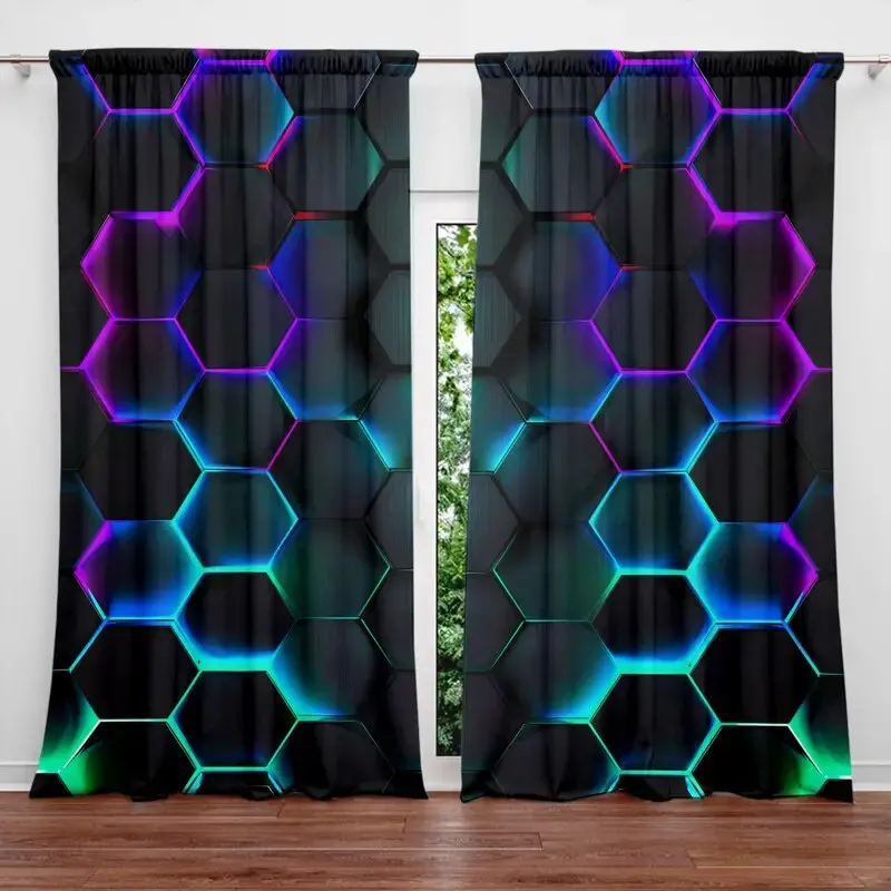 2pcs Hexagon Tech Curtains wit - Tech Office Youtube 리뷰 및 가격
