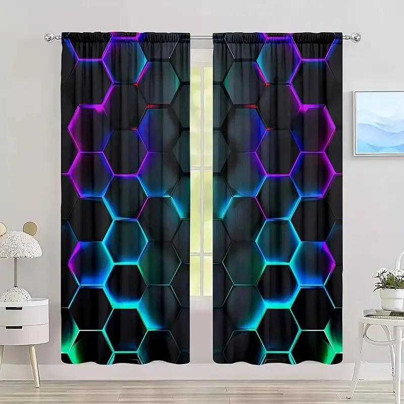 2pcs Hexagon Tech Curtains wit - Tech Office Youtube 리뷰 및 가격