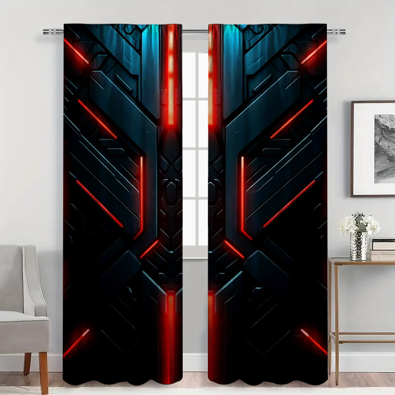 2pcs Tech Geometric Curtains w - Tech Office Youtube 리뷰 및 가격