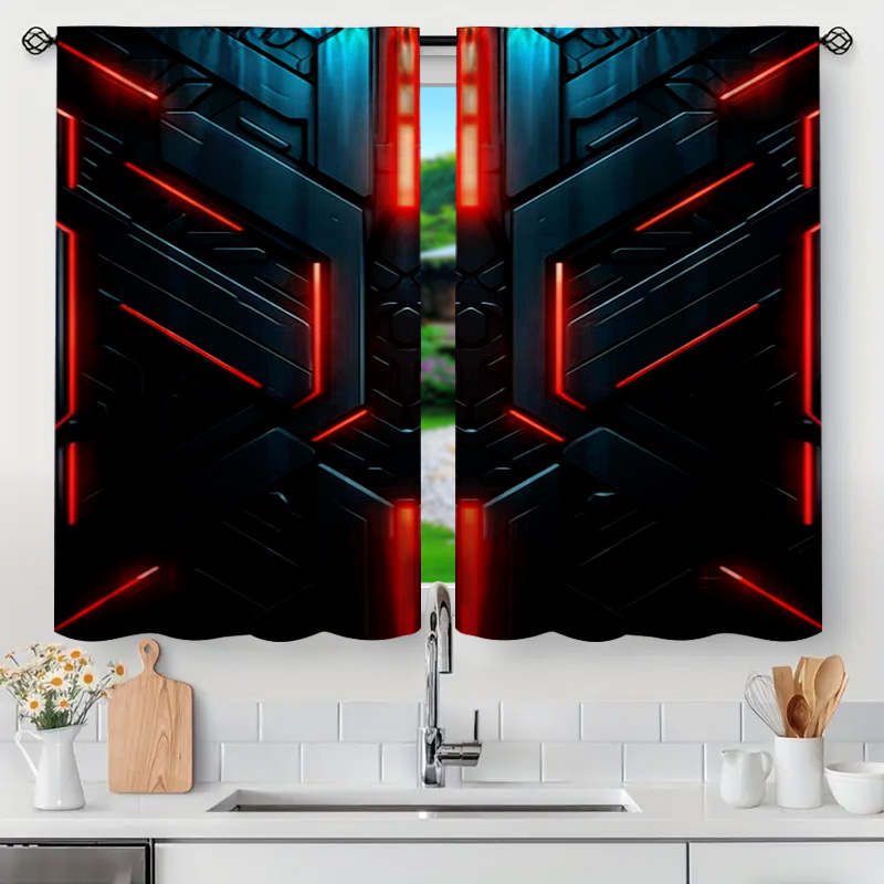 2pcs Tech Geometric Curtains w - Tech Office Youtube 리뷰 및 가격