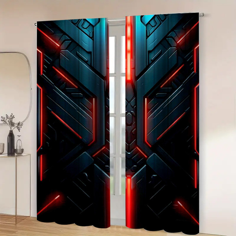 2pcs Tech Geometric Curtains w - Tech Office Youtube 리뷰 및 가격