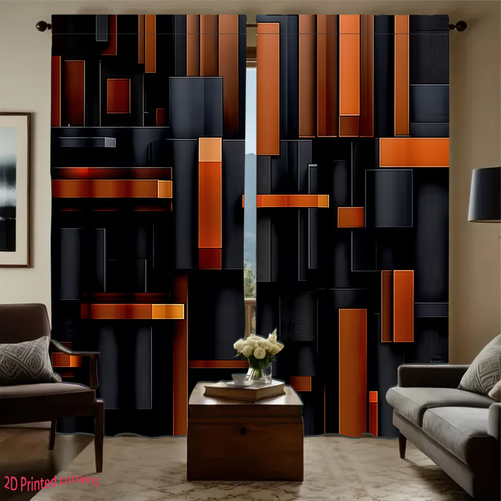 2pcs Abstract Geometric Curtai - Tech Office Youtube 리뷰 및 가격
