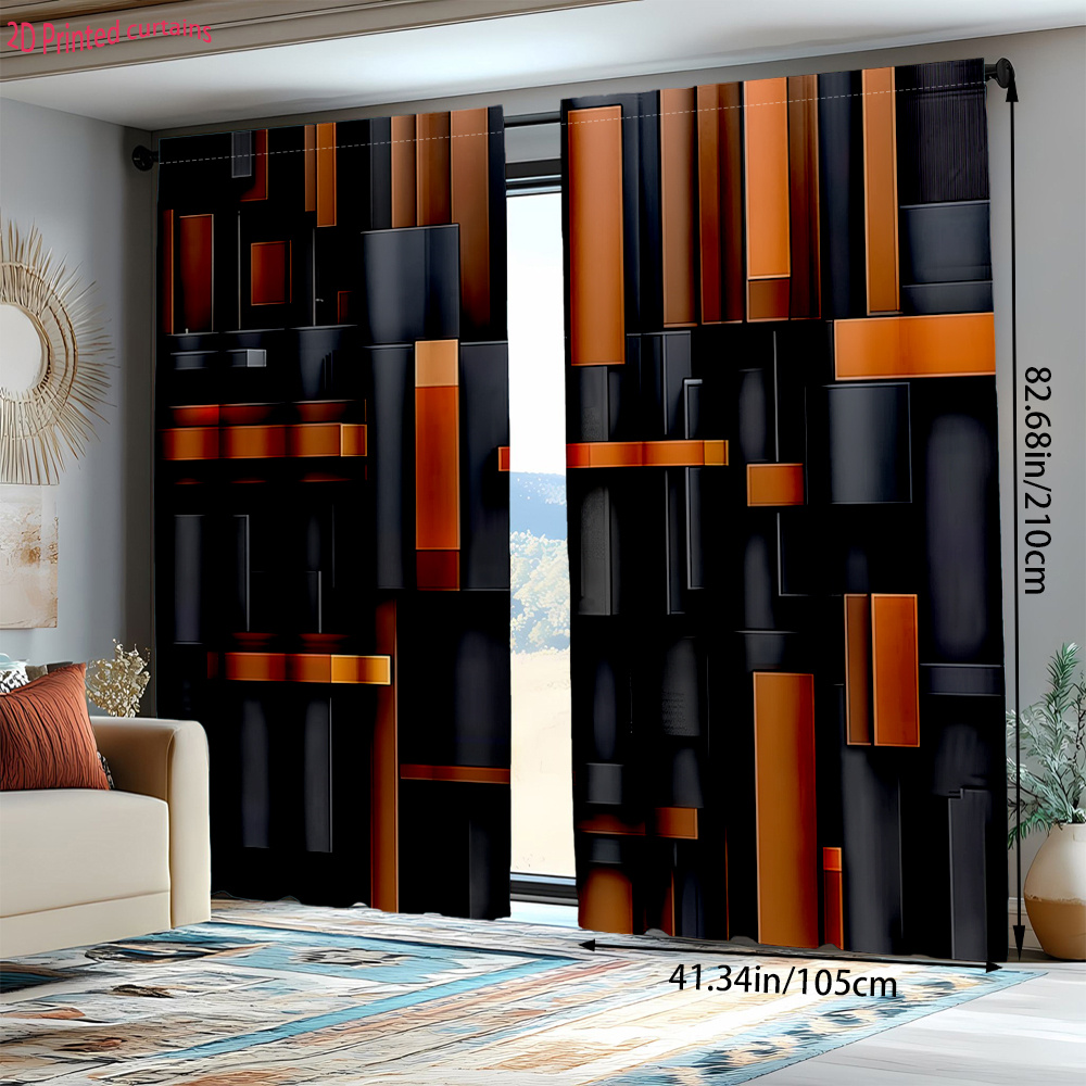 2pcs Abstract Geometric Curtai - Tech Office Youtube 리뷰 및 가격