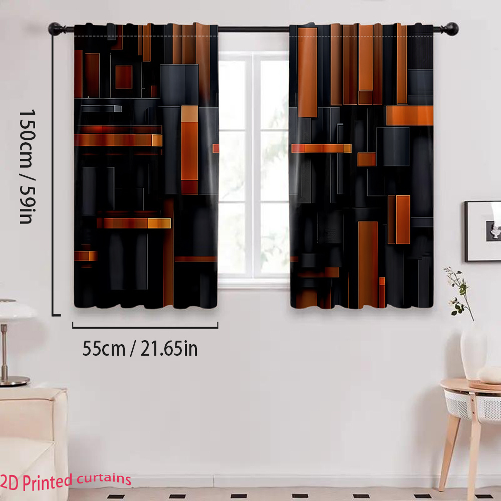 2pcs Abstract Geometric Curtai - Tech Office Youtube 리뷰 및 가격