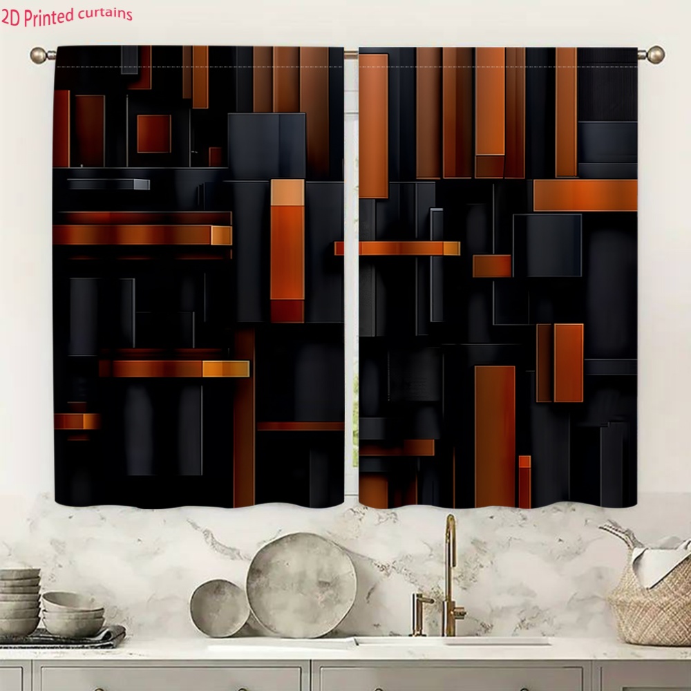 2pcs Abstract Geometric Curtai - Tech Office Youtube 리뷰 및 가격