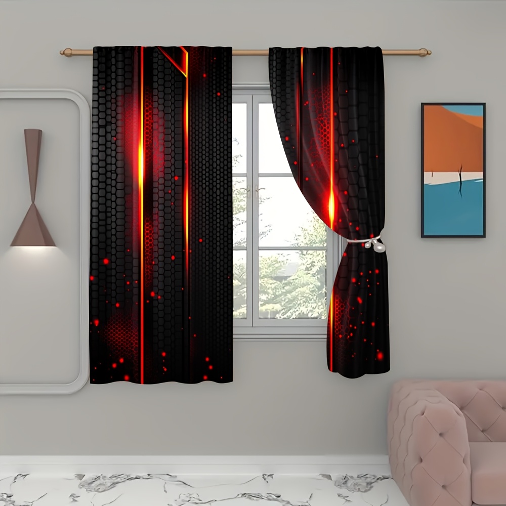 2pcs Lava Curtains Black Red C - Office Tech For Men 리뷰 및 가격