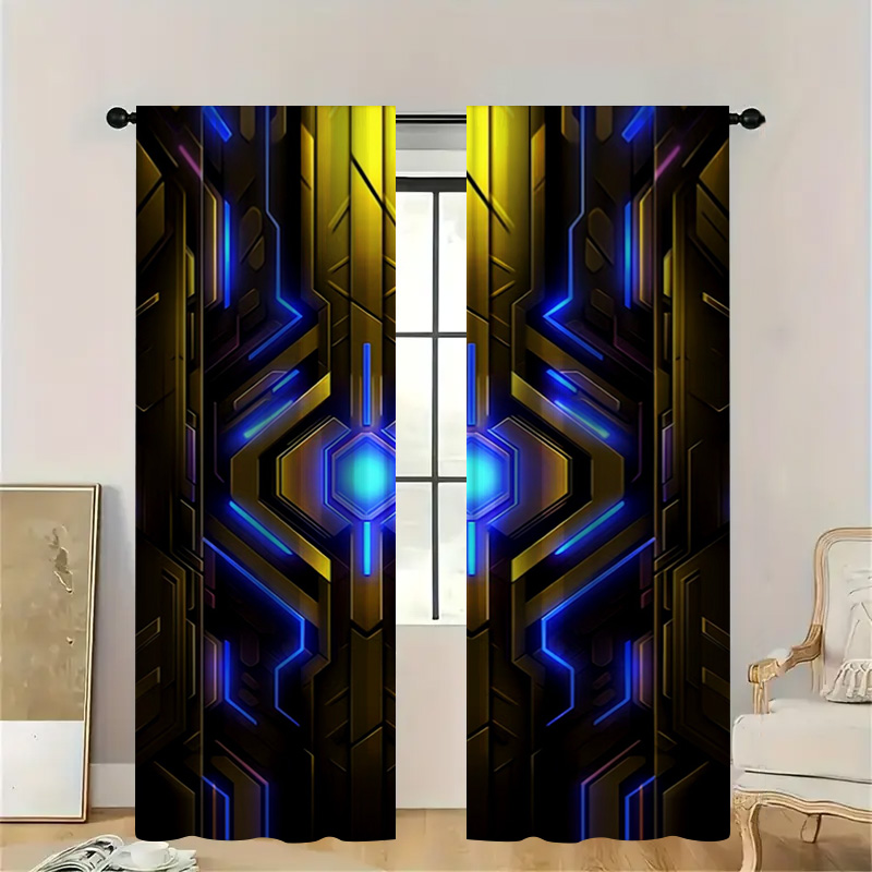 2pcs Geometric Tech Curtains w - Tech Office Youtube 리뷰 및 가격