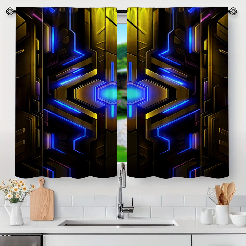 2pcs Geometric Tech Curtains w - Tech Office Youtube 리뷰 및 가격
