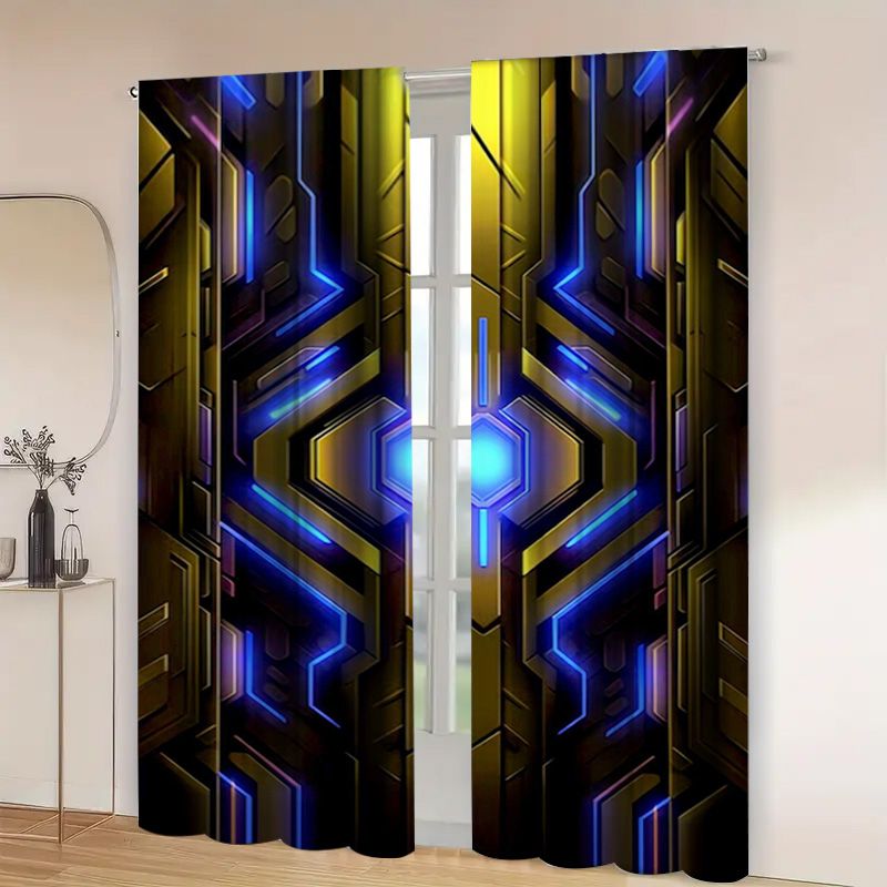 2pcs Geometric Tech Curtains w - Tech Office Youtube 리뷰 및 가격