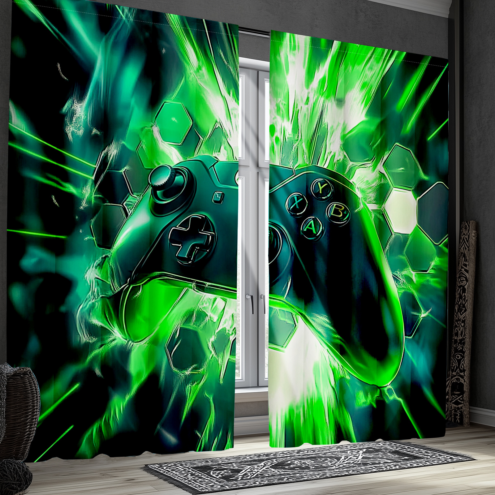 Gaming Controller Curtains Gre - Tech Office Youtube 리뷰 및 가격